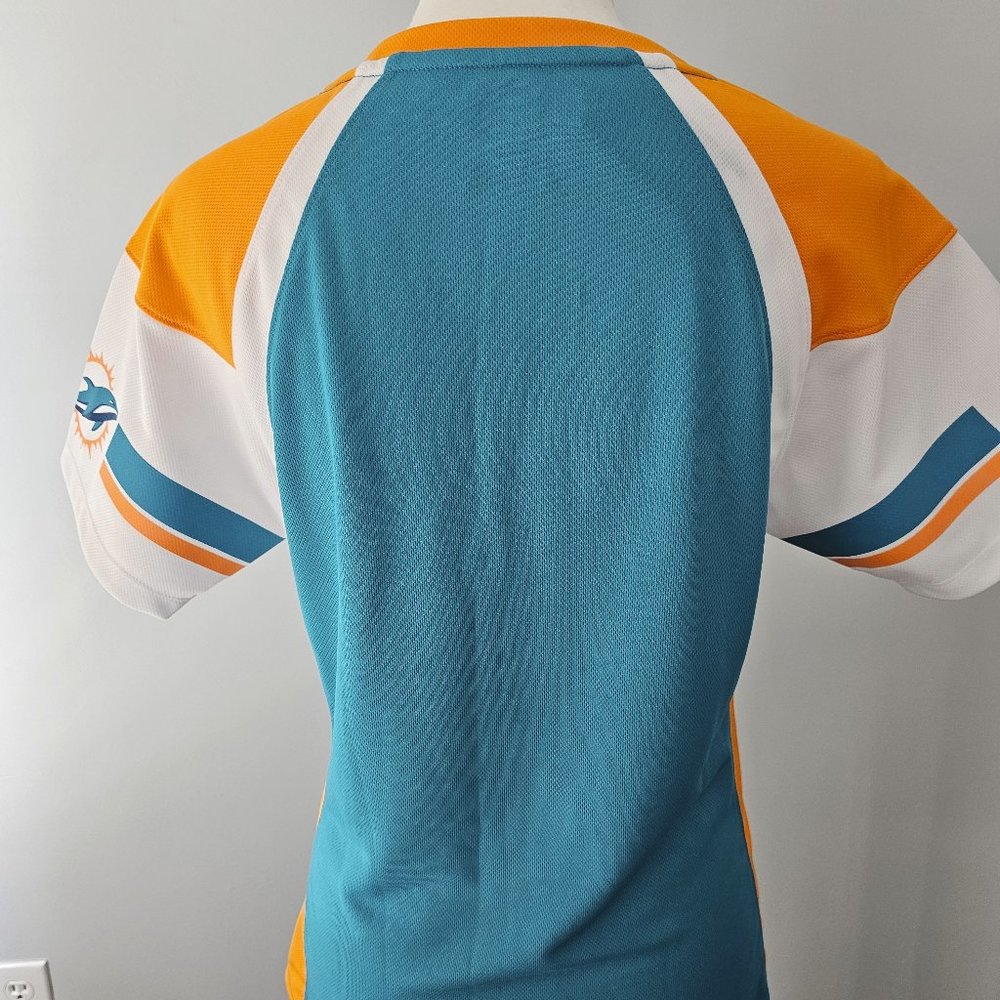 women's MAJESTIC fan fashion MIAMI DOLPHINS gameday SHIRT polyester RHINESTONES - Picture 7 of 8